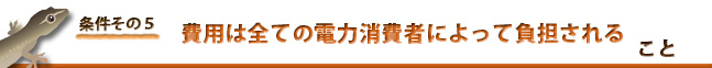 条件５：費用は全ての電力消費者によって負担される