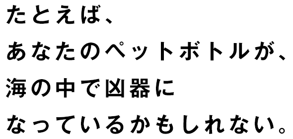 たとえば、あなたのペットボトルが、海の中で凶器になっているかもしれない。