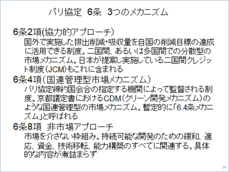 パリ協定6条3つのメカニズム