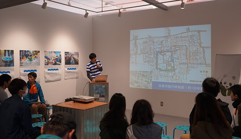 さがクリークネット代表、川崎さんからのお話し。地元の水路(クリーク)について詳しくご説明いただきました。