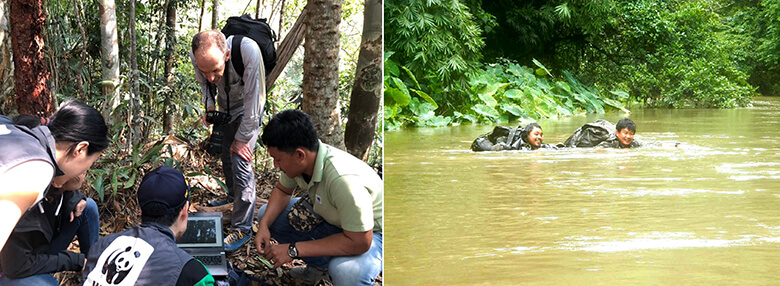 Once setting cameras, and then we returned to collect data for checking after a fixed period.

If there are any wildlife figures taken!? 


It is a very exciting moment.

However, sometimes roads turn into rivers in the rainy season!