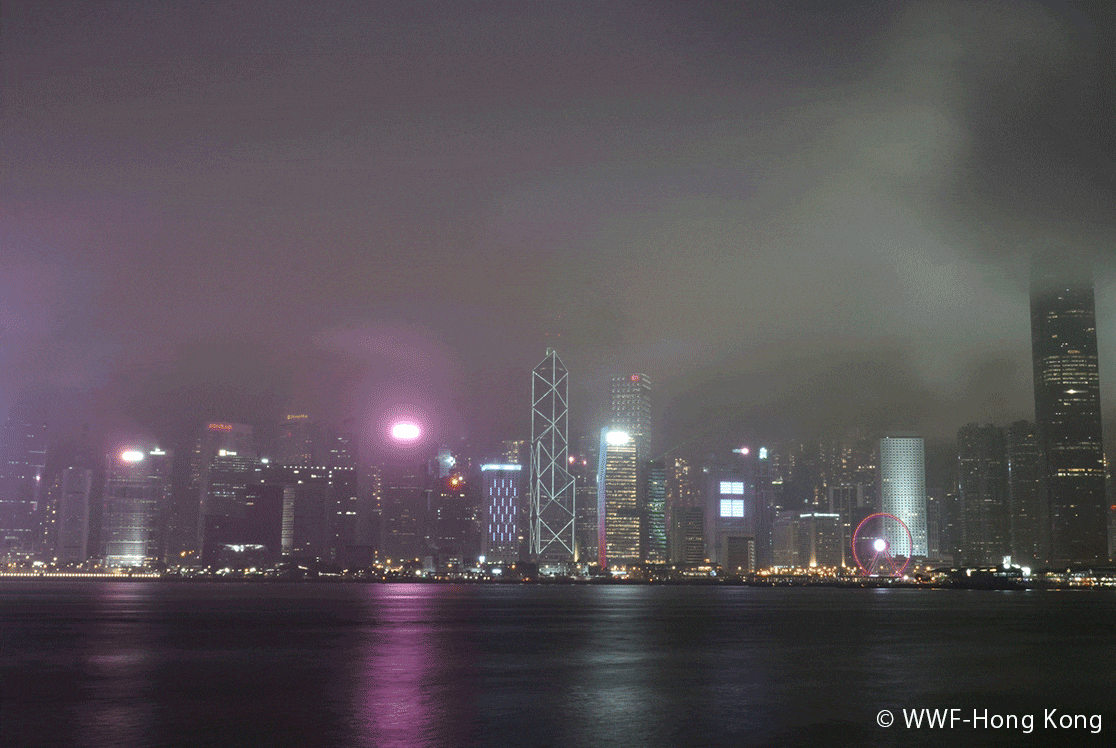 香港の消灯の様子