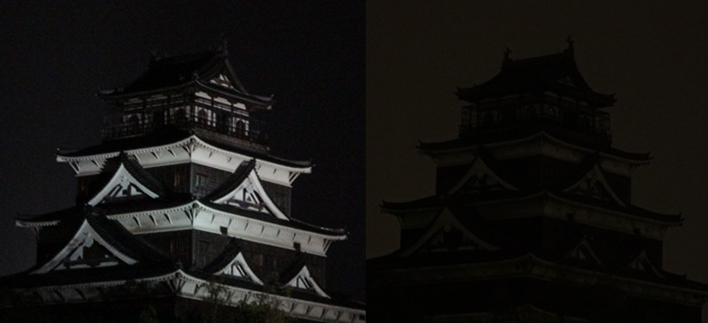 広島城の消灯前後