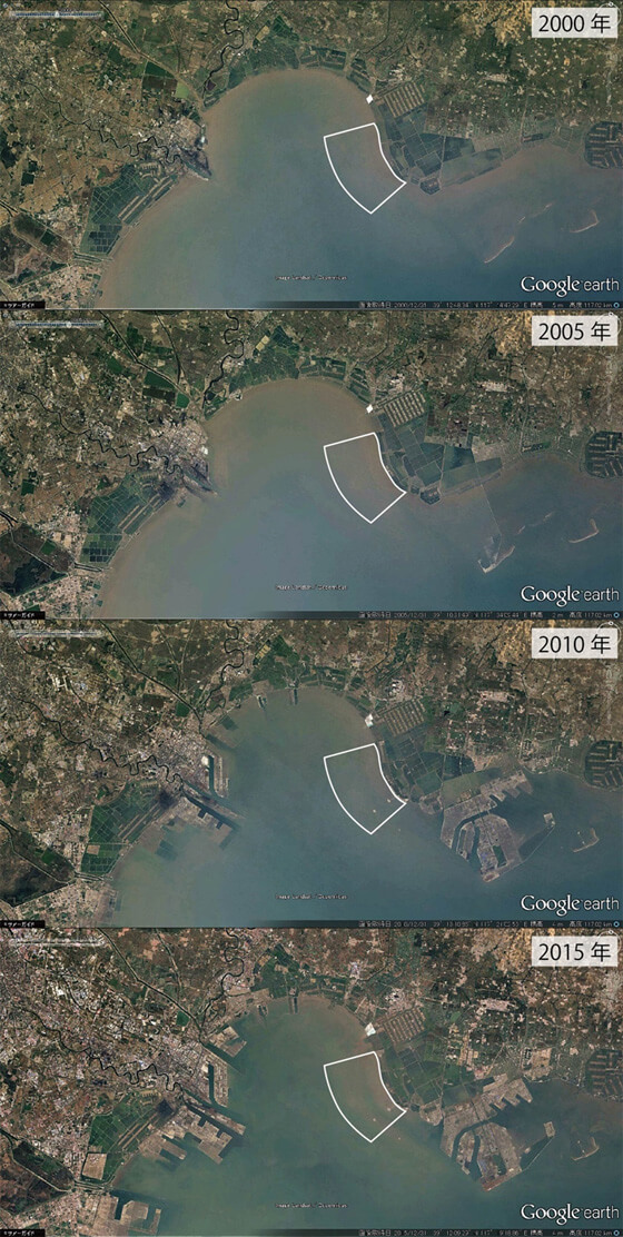 ナンプ湿地周辺の開発状況の変遷(2000~2015年)