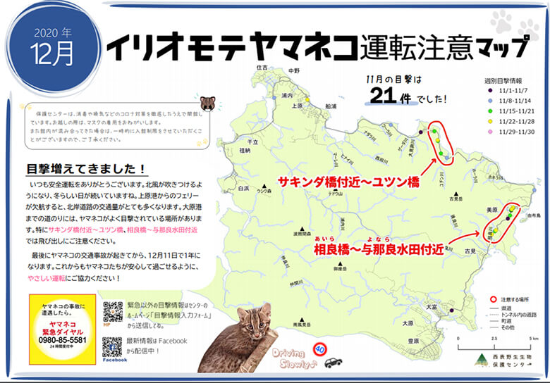 イリオモテヤマネコ運転注意マップ