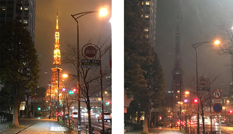 昨年の東京タワーの消灯の様子