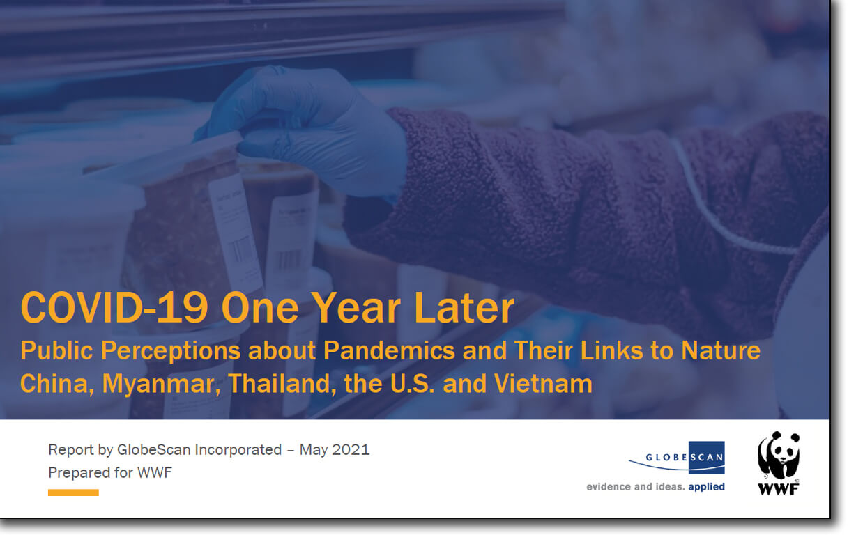 報告書『COVID-19: One Year Later: Public Perceptions about Pandemics and their Links to Nature(COVID-19:パンデミックと自然の関係に対する人々の認識の1年後)』(PDF形式:英文)