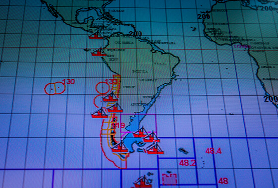 沿岸の漁船の様子がリアルタイムに表示される