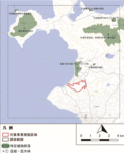 ゴルフリゾート建設予定地は赤字枠内。
