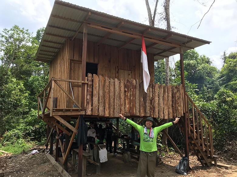 森林破壊阻止のためにたてた見張り小屋