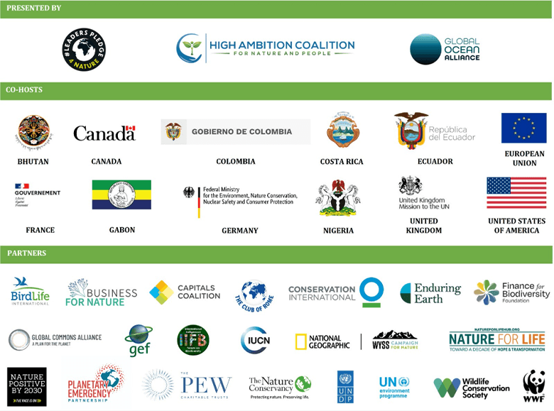Leaders Pledge for Natureイベントの主催者、共催者、ならびにパートナー
