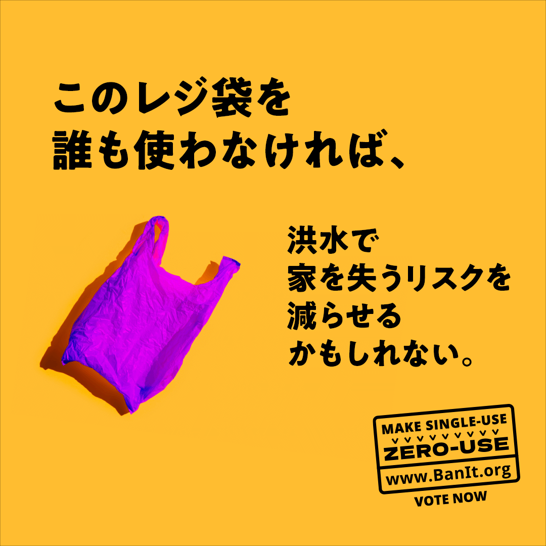 このレジ袋を誰も使わなければ、洪水で家を失うリスクを減らせるかもしれない。