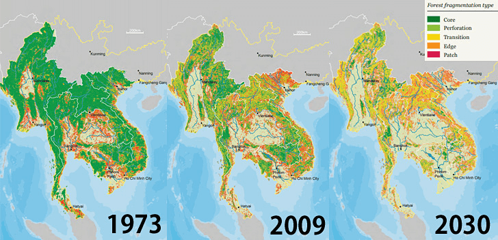 出典:WWF GMP (2013) Ecosystems in the Greater Mekong Past Trends Current Status Possible Futures)
