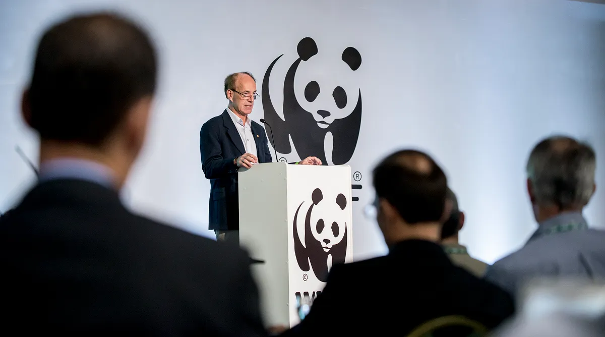 WWFインターナショナル事務局長在任時のマルコ・ランベルティーニ氏（2014年、ブラジル）