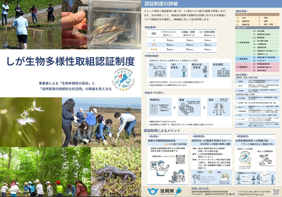 しが生物多様性取組認証制度